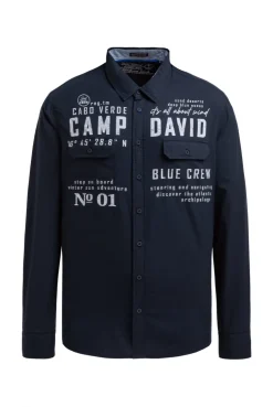 Langarmhemd mit Klappentaschen und Prints blue navy