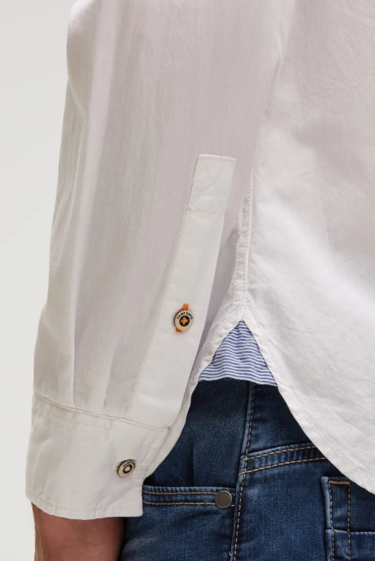 Langarmhemd mit Klappentaschen und Prints ivory