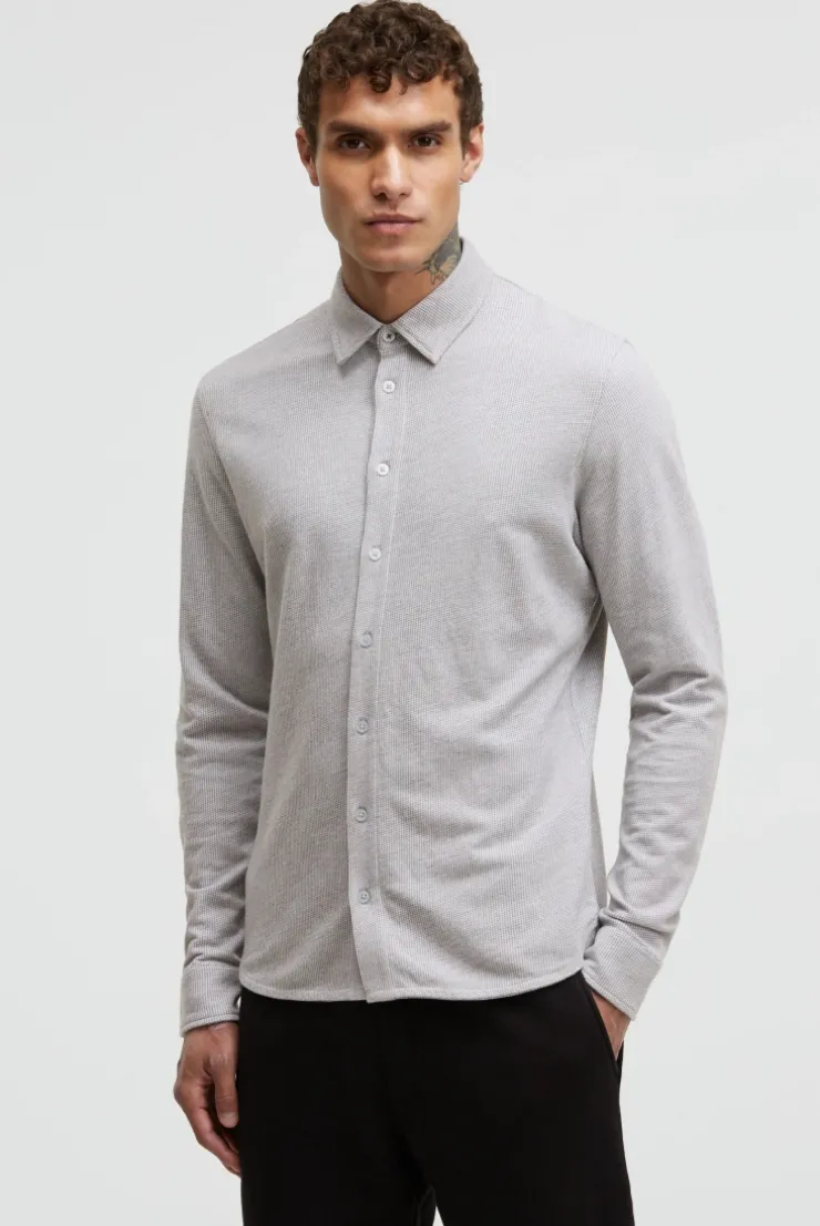 Langarmhemd mit Mini Pepitamuster grey melange