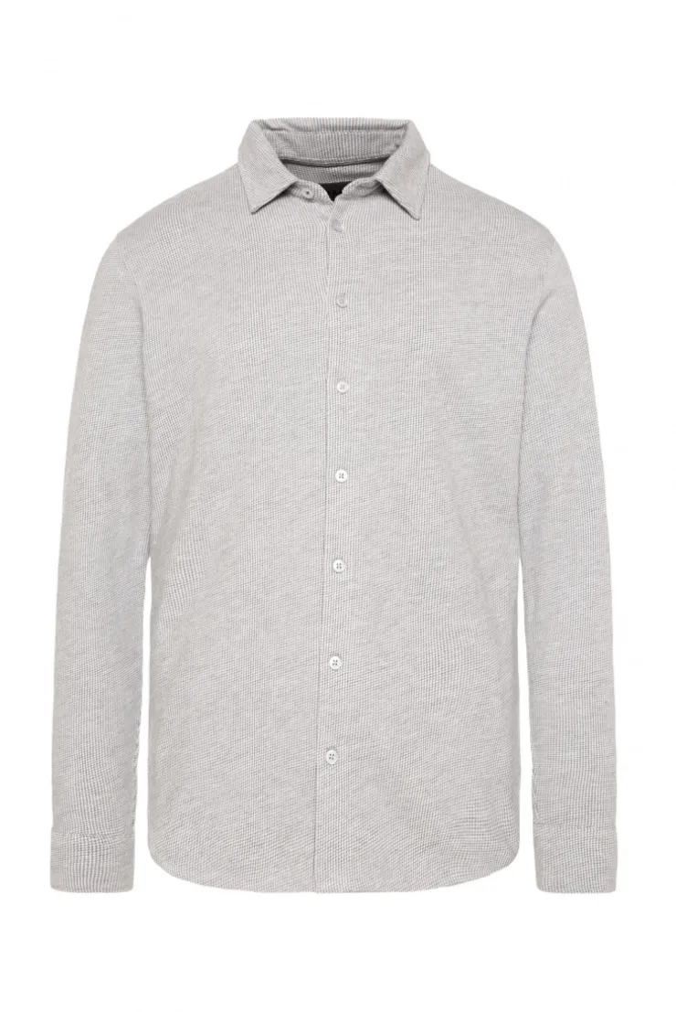 Langarmhemd mit Mini Pepitamuster grey melange