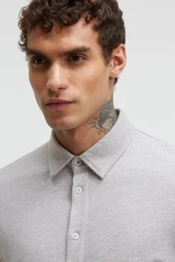Langarmhemd mit Mini Pepitamuster grey melange
