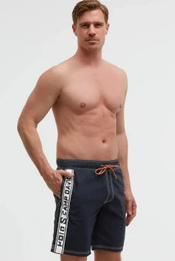Lange Badeshorts mit Logo-Tapes blue navy