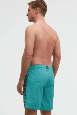 Lange Badeshorts mit Logo-Tapes island green