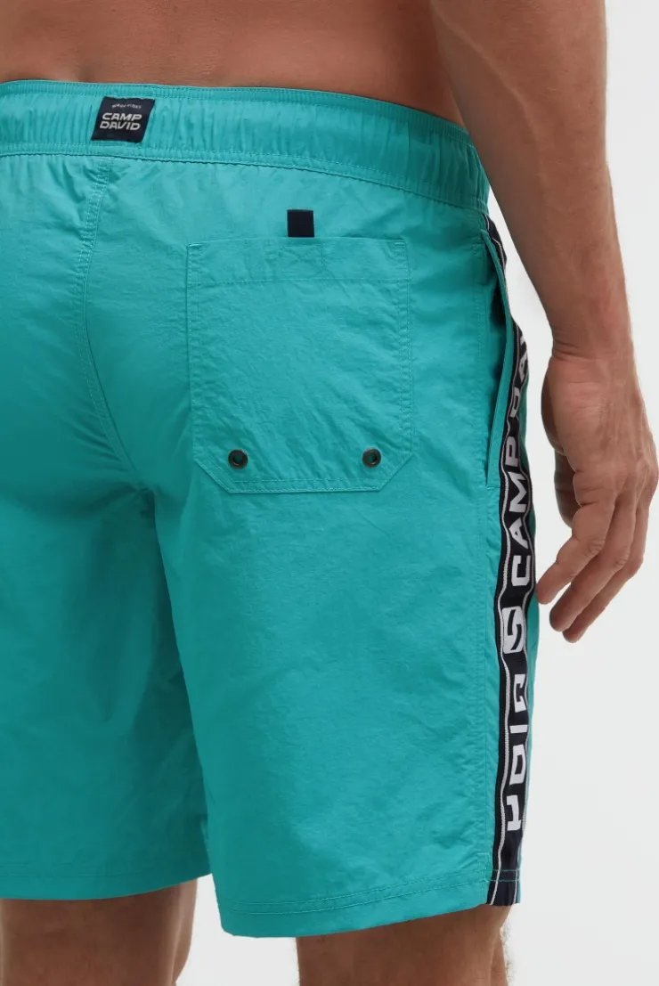 Lange Badeshorts mit Logo-Tapes island green