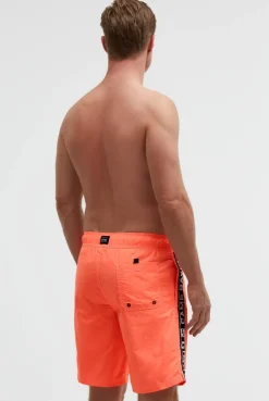 Lange Badeshorts mit Logo-Tapes neon flame