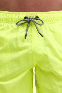 Lange Badeshorts mit Logo-Tapes neon lime