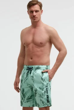 Lange Beachshorts mit All Over Print light mint