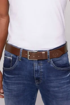 Ledergürtel mit matter Dornschließe brown