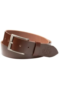 Ledergürtel mit matter Dornschließe brown