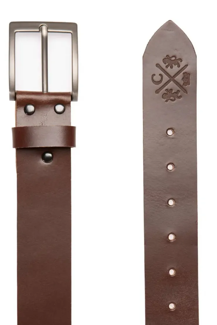 Ledergürtel mit matter Dornschließe brown