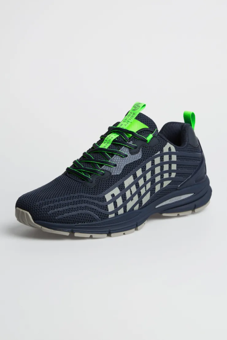 Leichter Sneaker im Knit-Design mit Rubber Artwork blue navy