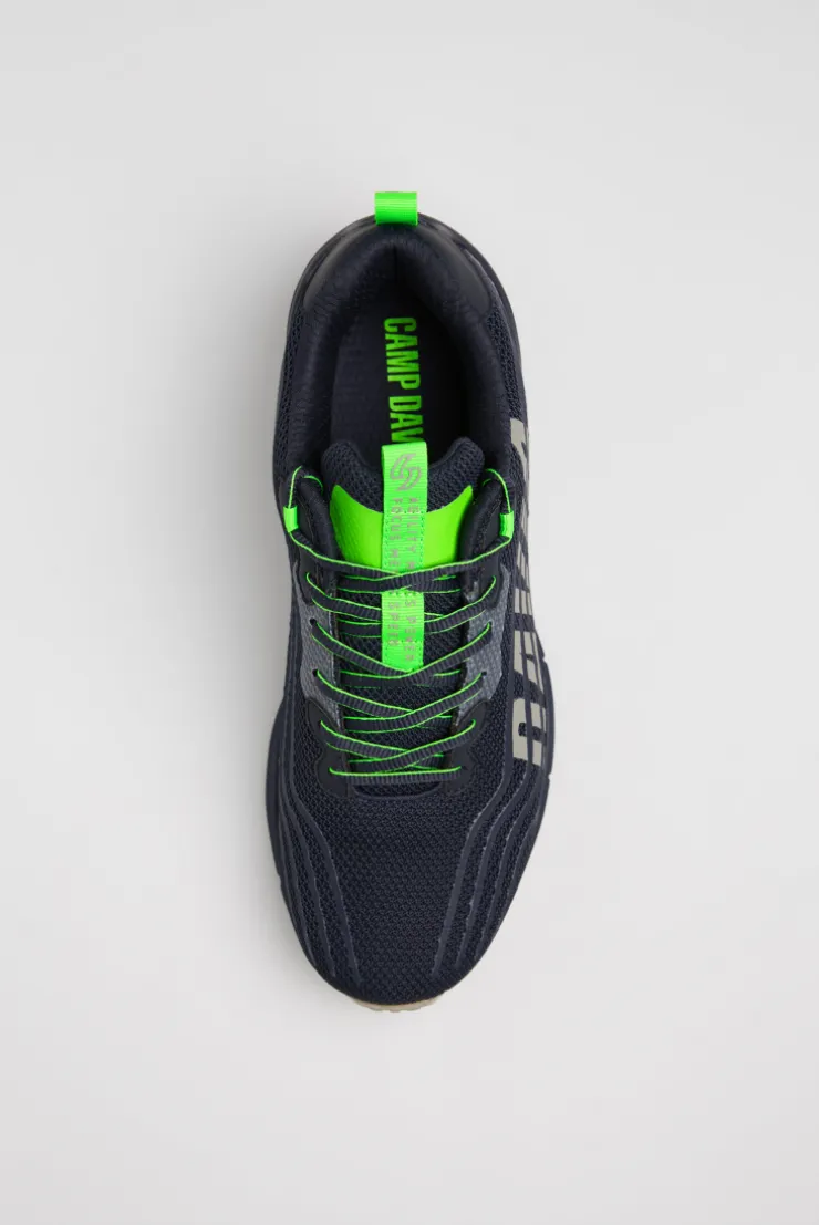 Leichter Sneaker im Knit-Design mit Rubber Artwork blue navy