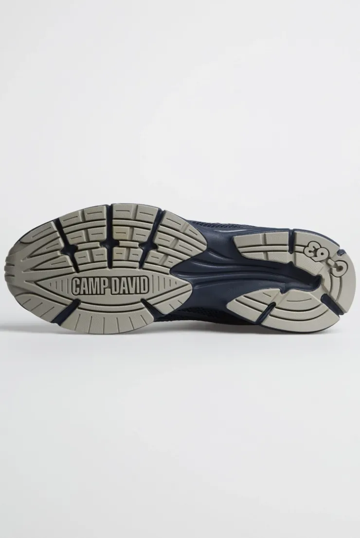 Leichter Sneaker im Knit-Design mit Rubber Artwork blue navy