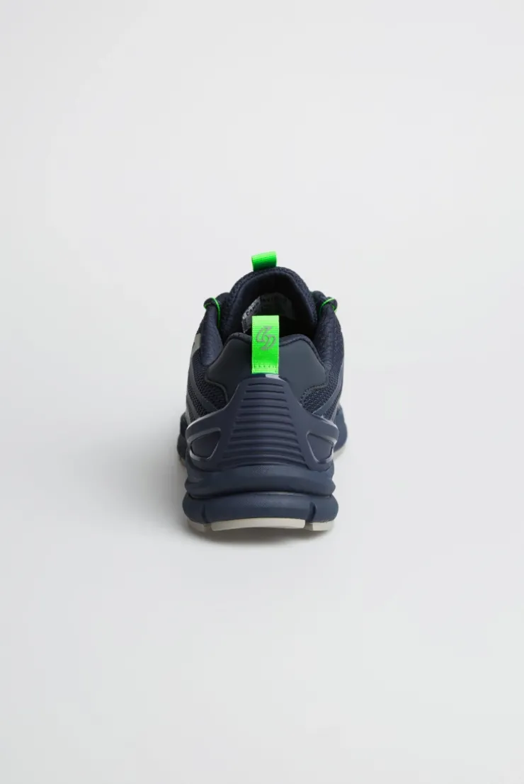 Leichter Sneaker im Knit-Design mit Rubber Artwork blue navy