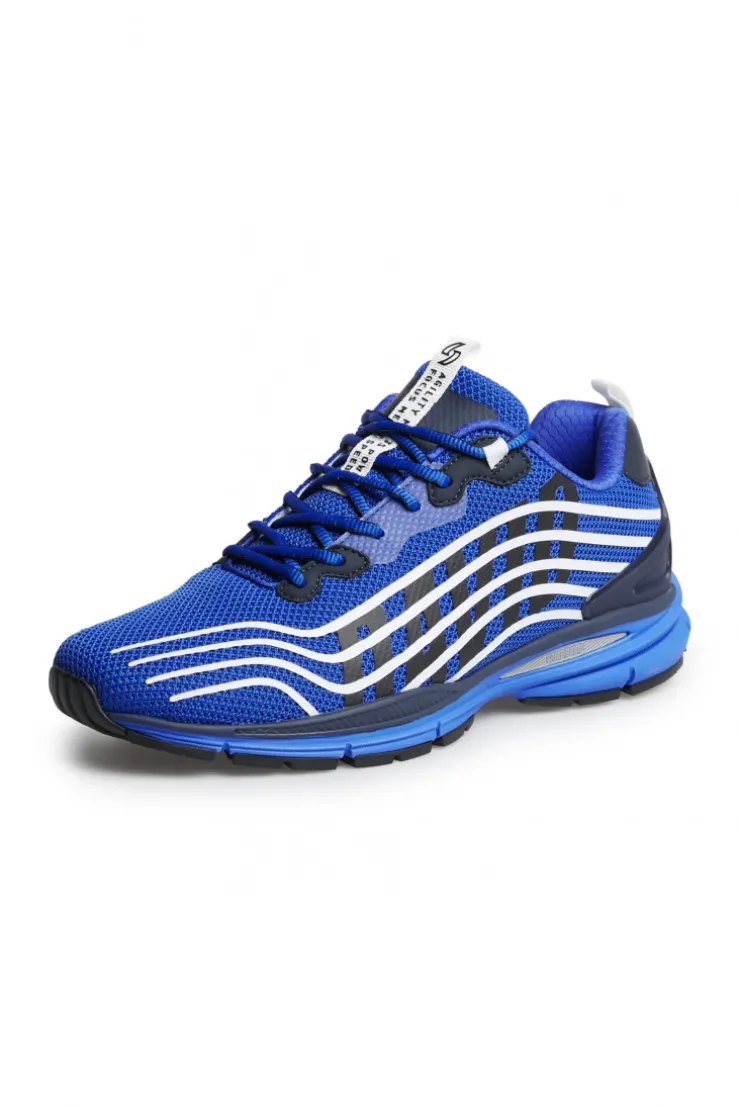 Leichter Sneaker im Knit-Design mit Rubber Artwork strong blue