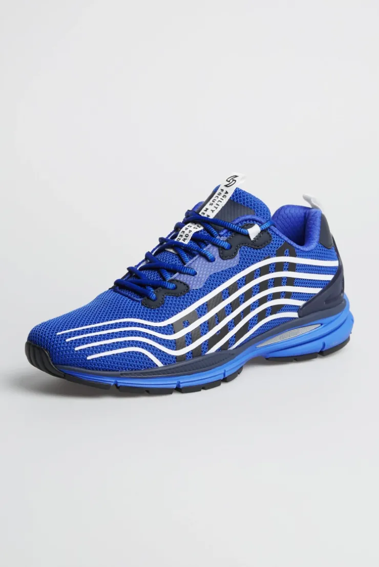 Leichter Sneaker im Knit-Design mit Rubber Artwork strong blue