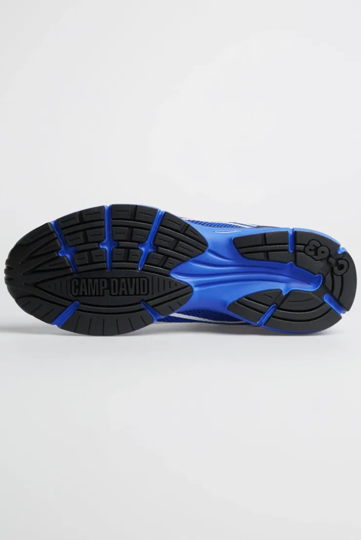 Leichter Sneaker im Knit-Design mit Rubber Artwork strong blue