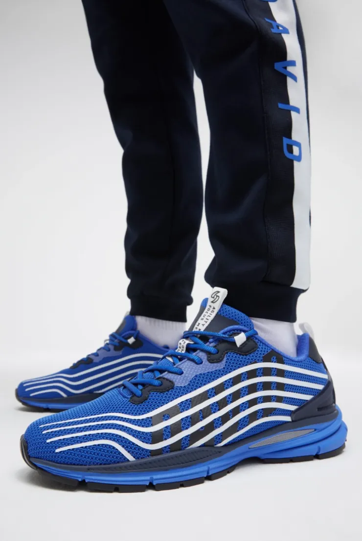 Leichter Sneaker im Knit-Design mit Rubber Artwork strong blue