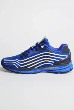 Leichter Sneaker im Knit-Design mit Rubber Artwork strong blue