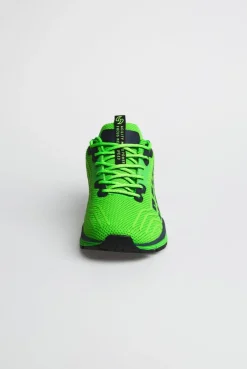 Leichter Sneaker im Knit-Design mit Rubber Artwork tech green