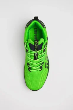 Leichter Sneaker im Knit-Design mit Rubber Artwork tech green
