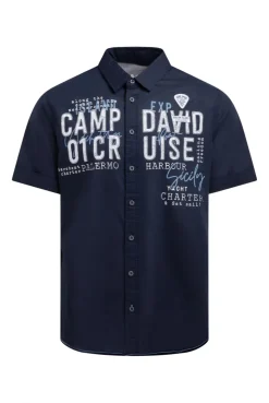 Leichtes Kurzarmhemd mit Logo Artwork blue navy