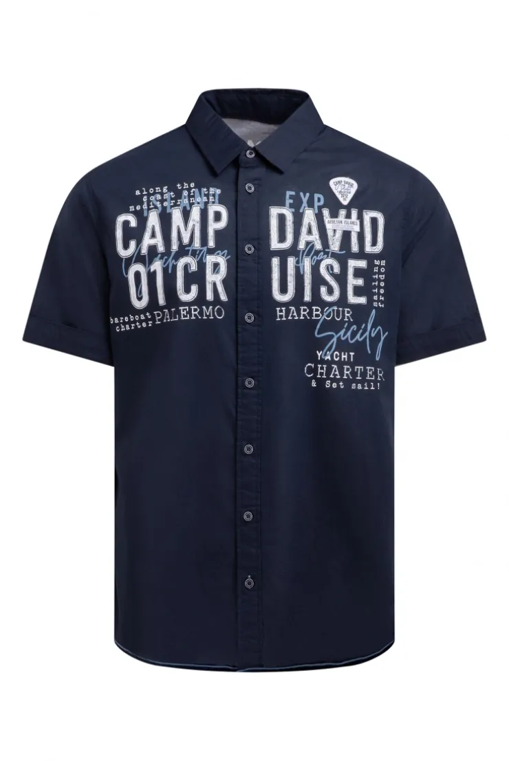 Leichtes Kurzarmhemd mit Logo Artwork blue navy