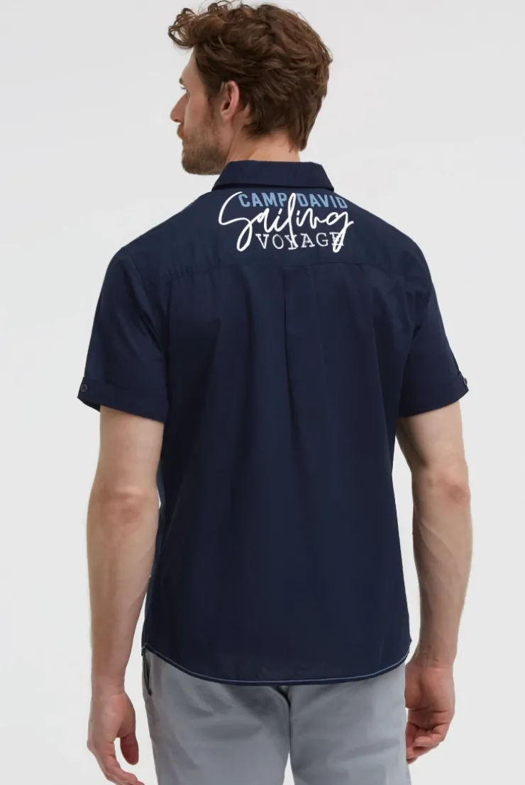 Leichtes Kurzarmhemd mit Logo Artwork blue navy