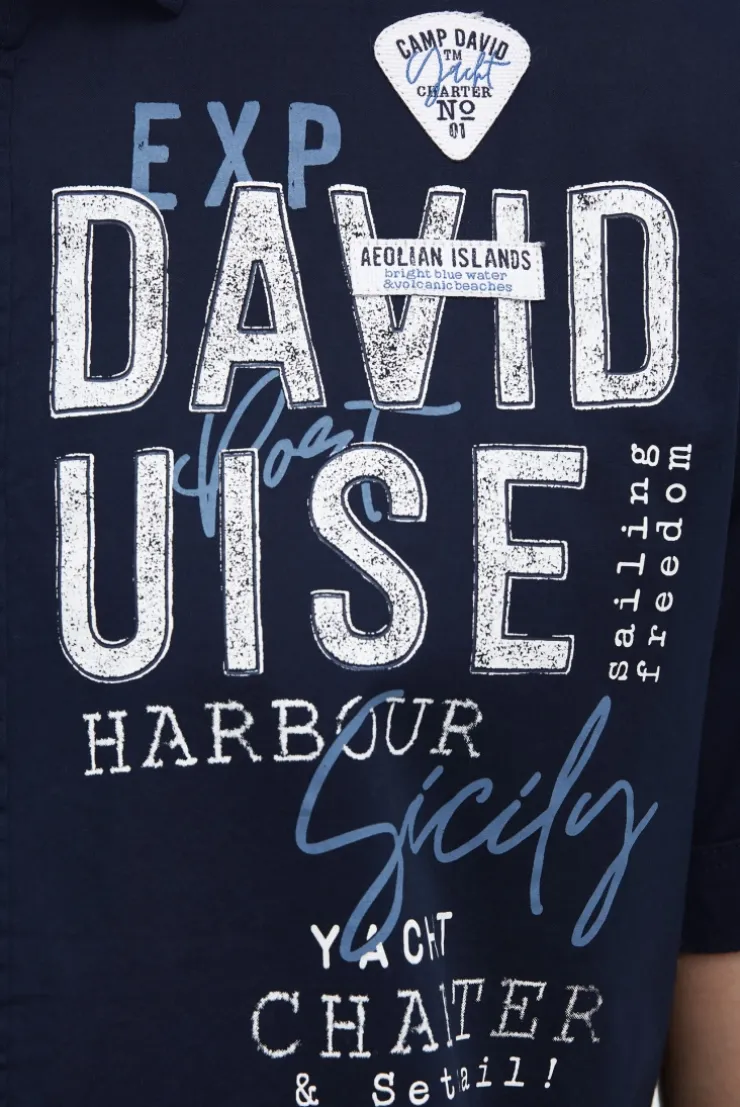 Leichtes Kurzarmhemd mit Logo Artwork blue navy