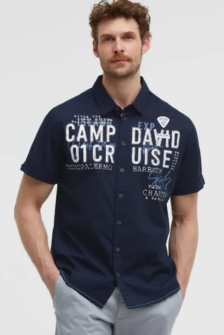 Leichtes Kurzarmhemd mit Logo Artwork blue navy