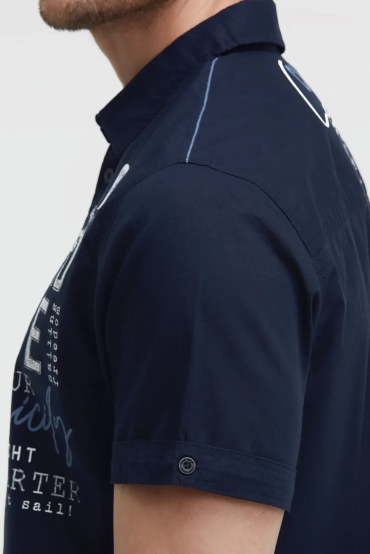 Leichtes Kurzarmhemd mit Logo Artwork blue navy