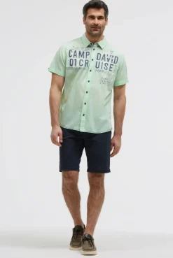 Leichtes Kurzarmhemd mit Logo Artwork light mint
