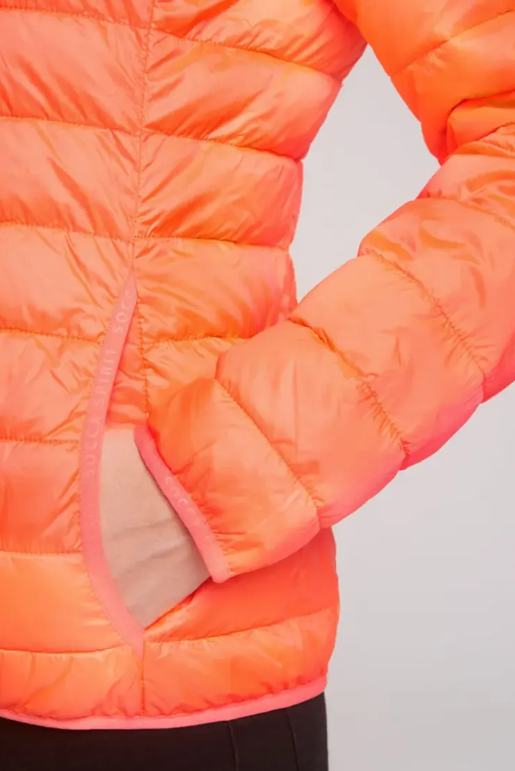 Leichte Steppjacke mit Kapuze neon orange