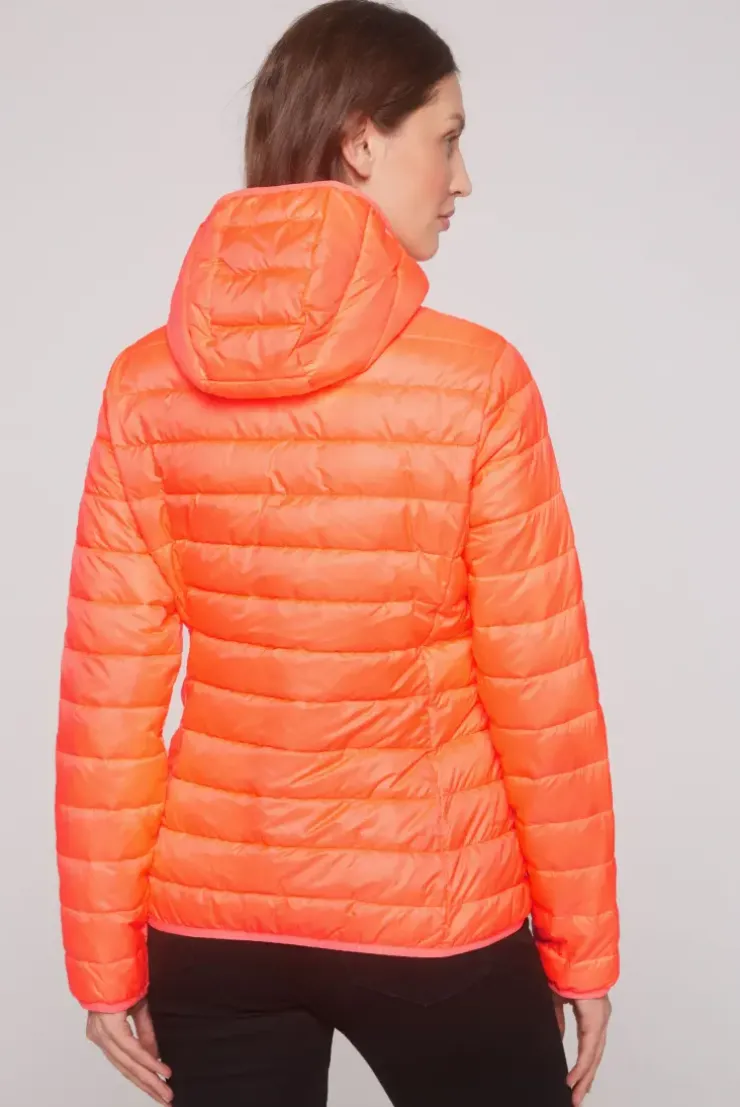 Leichte Steppjacke mit Kapuze neon orange