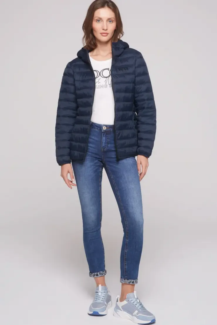 Leichte Steppjacke mit Kapuze blue navy