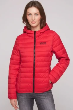 Leichte Steppjacke mit Kapuze royal red