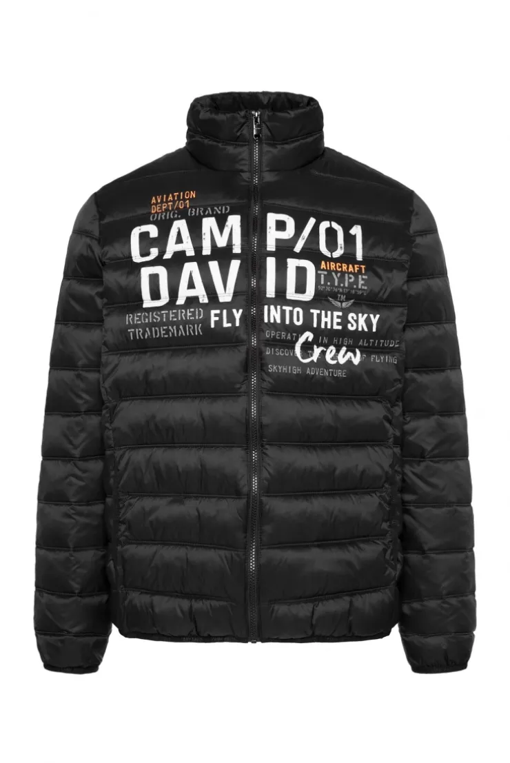 Leichte Steppjacke mit Logo Print black