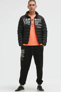 Leichte Steppjacke mit Logo Print black