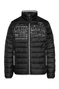 Leichte Steppjacke mit Logo Prints und Tapes black