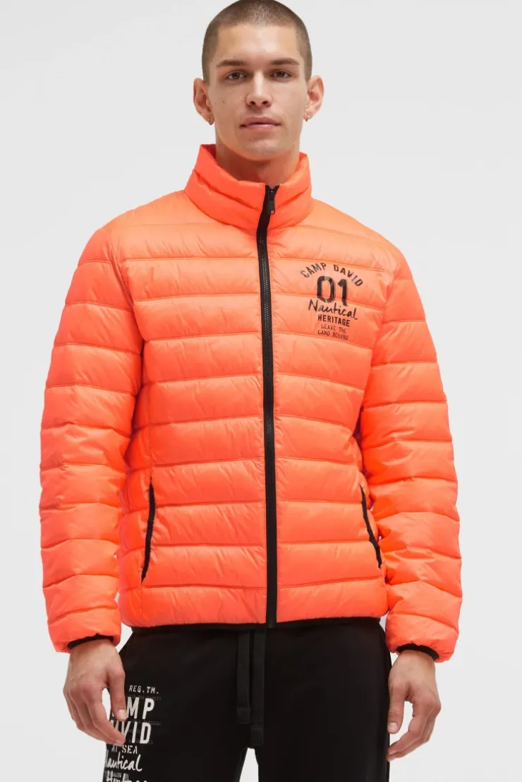 Leichte Steppjacke mit Rücken-Print speed orange neon