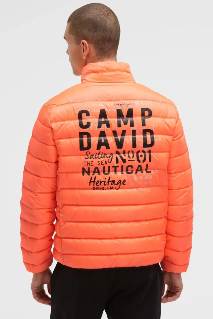 Leichte Steppjacke mit Rücken-Print speed orange neon