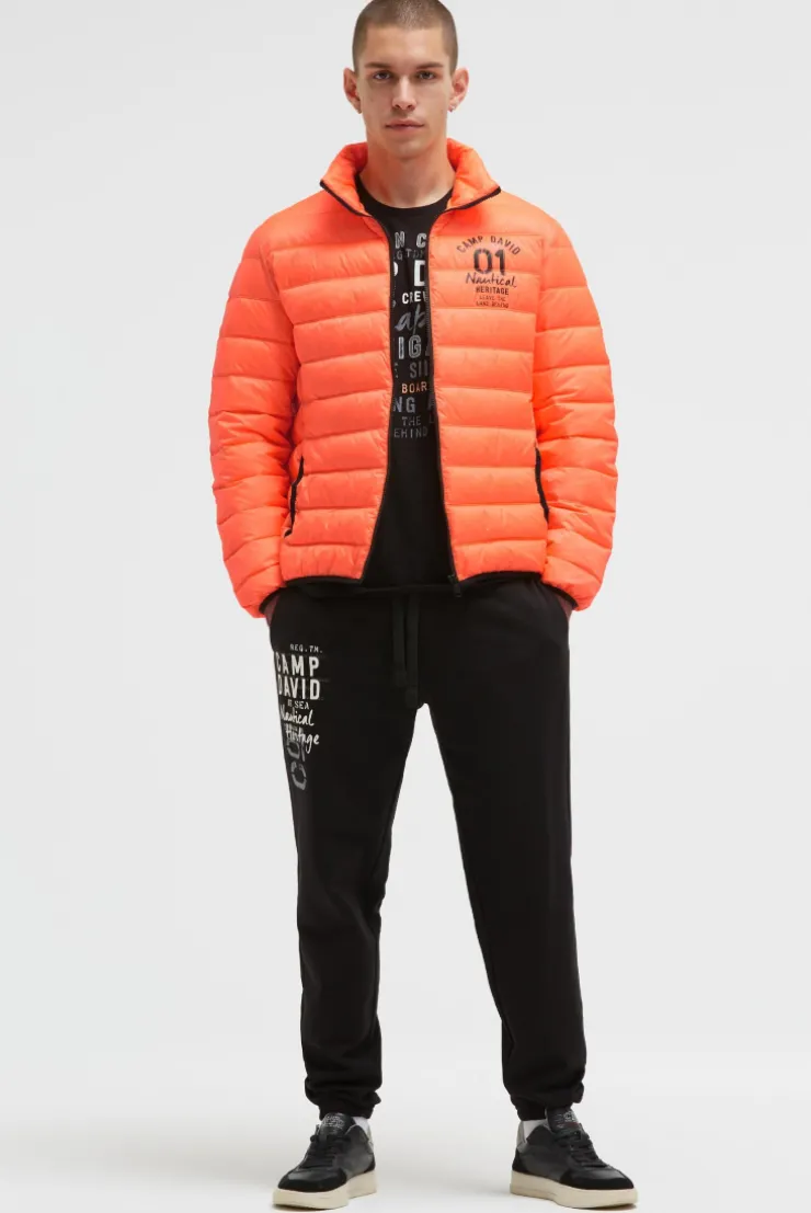 Leichte Steppjacke mit Rücken-Print speed orange neon