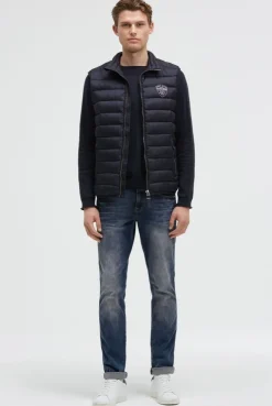 Leichte Steppweste mit Rücken-Print blue navy | S