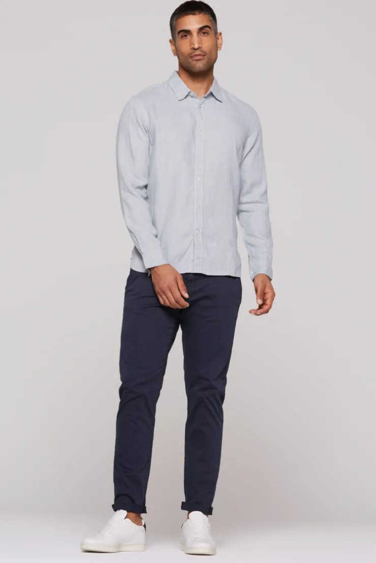Leinenhemd Langarm Muscle Fit smokey mint