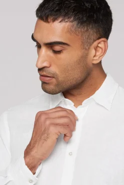 Leinenhemd Langarm Muscle Fit opticwhite