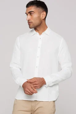 Leinenhemd Langarm Muscle Fit opticwhite