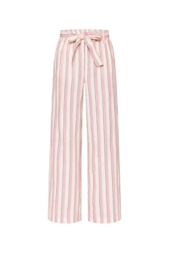 Leinenhose mit bunten Streifen und Bindegürtel ivory stripe