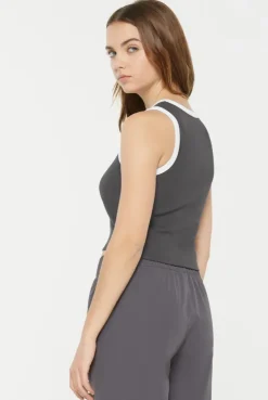 LI-SA Cropped Rib Top asphalt