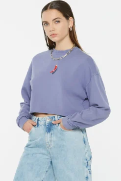 LO-LA Cropped Sweatshirt printed violet