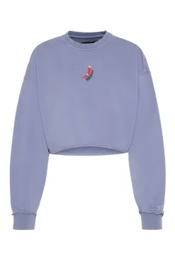 LO-LA Cropped Sweatshirt printed violet